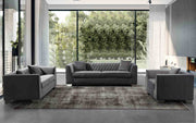 Cambridge Contemporary Sofa Chair in Brushed Stainless Steel and Dark Gray Velvet - Furniture City (CA)l