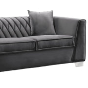 Cambridge Contemporary Loveseat in Brushed Stainless Steel and Dark Gray Velvet - Furniture City (CA)l