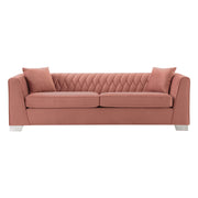 Cambridge Contemporary Sofa in Brushed Stainless Steel and Blush Velvet - Furniture City (CA)l