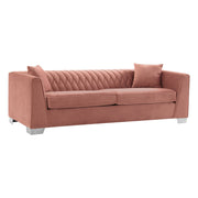 Cambridge Contemporary Sofa in Brushed Stainless Steel and Blush Velvet - Furniture City (CA)l