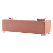 Cambridge Contemporary Sofa in Brushed Stainless Steel and Blush Velvet - Furniture City (CA)l
