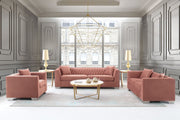 Cambridge Contemporary Sofa in Brushed Stainless Steel and Blush Velvet - Furniture City (CA)l