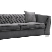 Cambridge Contemporary Sofa in Brushed Stainless Steel and Dark Gray Velvet - Furniture City (CA)l
