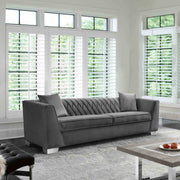Cambridge Contemporary Sofa in Brushed Stainless Steel and Dark Gray Velvet - Furniture City (CA)l