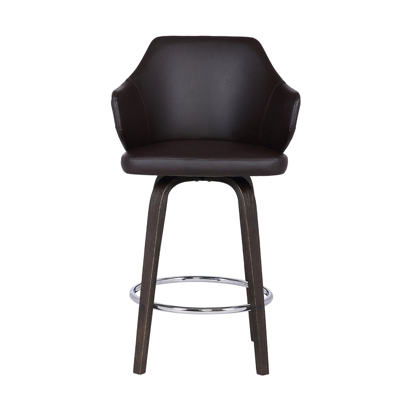 Camden 26" Mid-Century Brown Faux Leather Bar Stool - Furniture City (CA)l
