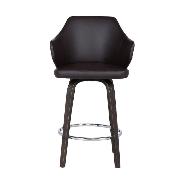 Camden 26" Mid-Century Brown Faux Leather Bar Stool