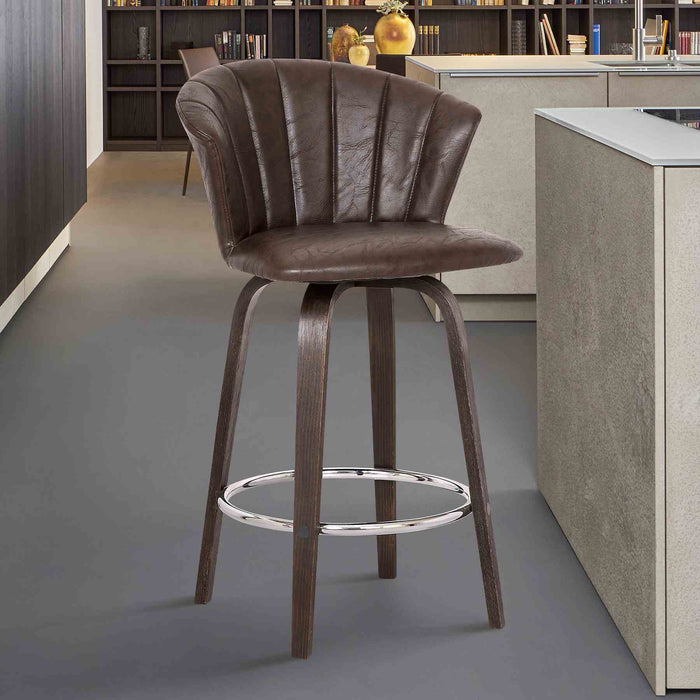 Connie 26" Modern Brown Faux Leather Bar Stool