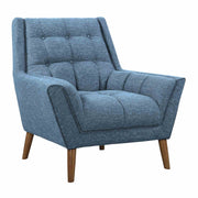 Cobra Mid-Century Modern Chair in Blue Linen and Walnut Legs - Furniture City (CA)l
