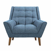 Cobra Mid-Century Modern Chair in Blue Linen and Walnut Legs - Furniture City (CA)l