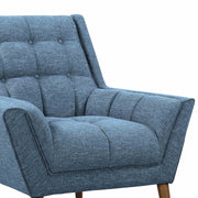 Cobra Mid-Century Modern Chair in Blue Linen and Walnut Legs - Furniture City (CA)l