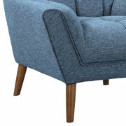 Cobra Mid-Century Modern Chair in Blue Linen and Walnut Legs - Furniture City (CA)l
