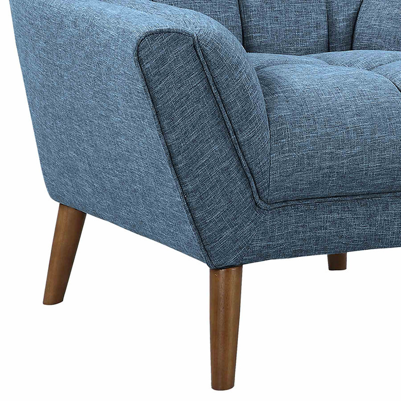 Cobra Mid-Century Modern Chair in Blue Linen and Walnut Legs - Furniture City (CA)l