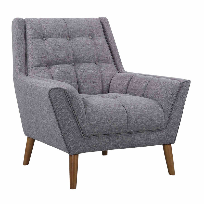 Cobra Mid-Century Modern Chair in Dark Gray Linen and Walnut Legs - Furniture City (CA)l