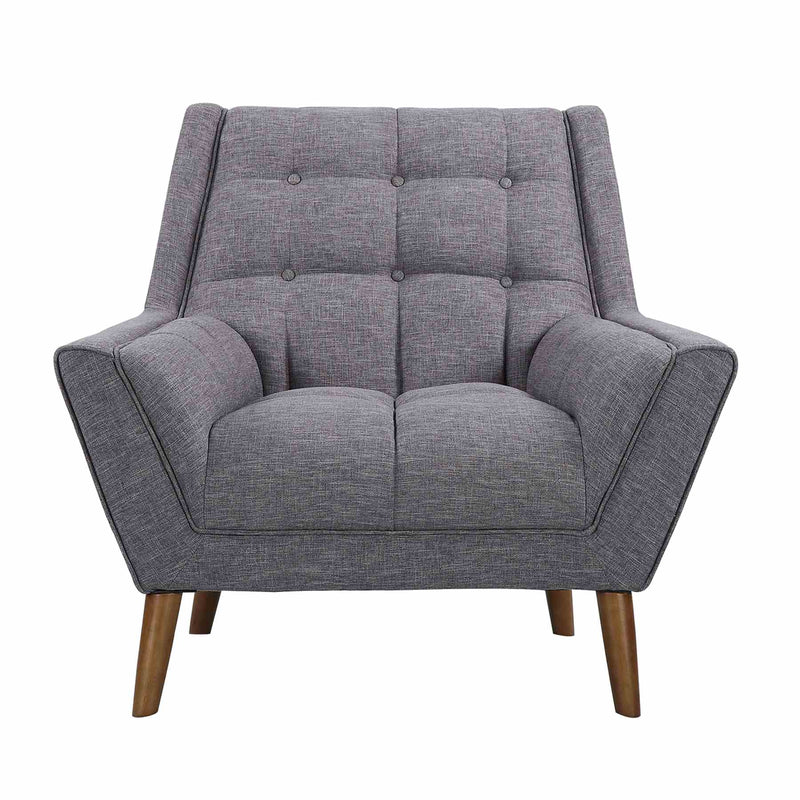 Cobra Mid-Century Modern Chair in Dark Gray Linen and Walnut Legs - Furniture City (CA)l
