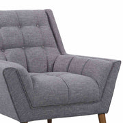 Cobra Mid-Century Modern Chair in Dark Gray Linen and Walnut Legs - Furniture City (CA)l