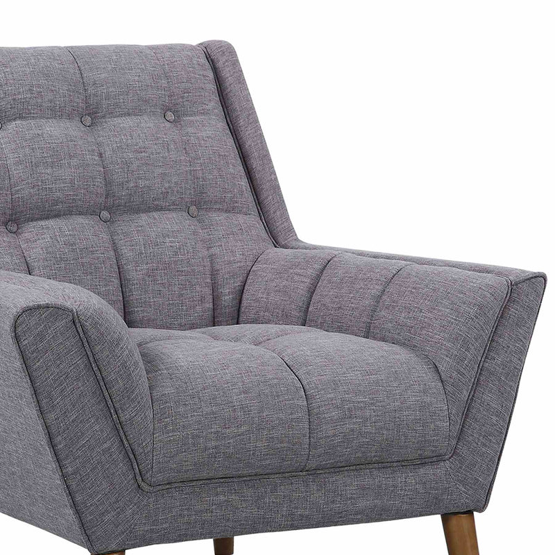 Cobra Mid-Century Modern Chair in Dark Gray Linen and Walnut Legs - Furniture City (CA)l