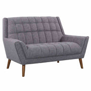 Cobra Mid-Century Modern Loveseat in Dark Gray Linen and Walnut Legs - Furniture City (CA)l