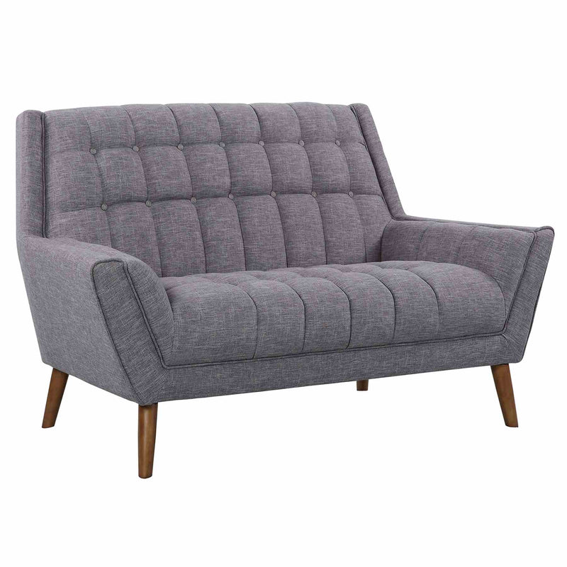 Cobra Mid-Century Modern Loveseat in Dark Gray Linen and Walnut Legs - Furniture City (CA)l