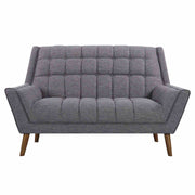 Cobra Mid-Century Modern Loveseat in Dark Gray Linen and Walnut Legs - Furniture City (CA)l