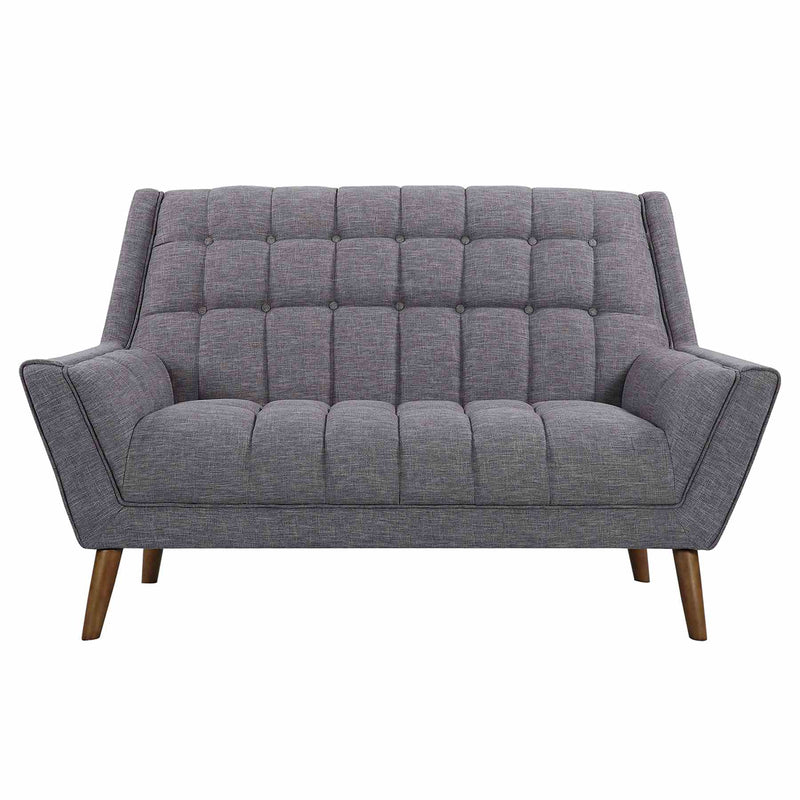 Cobra Mid-Century Modern Loveseat in Dark Gray Linen and Walnut Legs - Furniture City (CA)l