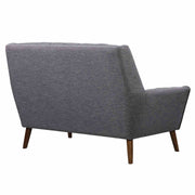 Cobra Mid-Century Modern Loveseat in Dark Gray Linen and Walnut Legs - Furniture City (CA)l