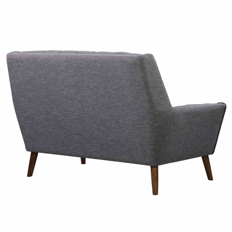 Cobra Mid-Century Modern Loveseat in Dark Gray Linen and Walnut Legs - Furniture City (CA)l