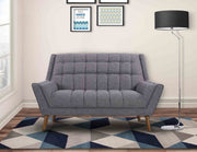 Cobra Mid-Century Modern Loveseat in Dark Gray Linen and Walnut Legs - Furniture City (CA)l