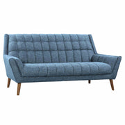 Cobra Mid-Century Modern Sofa in Blue Linen and Walnut Legs - Furniture City (CA)l