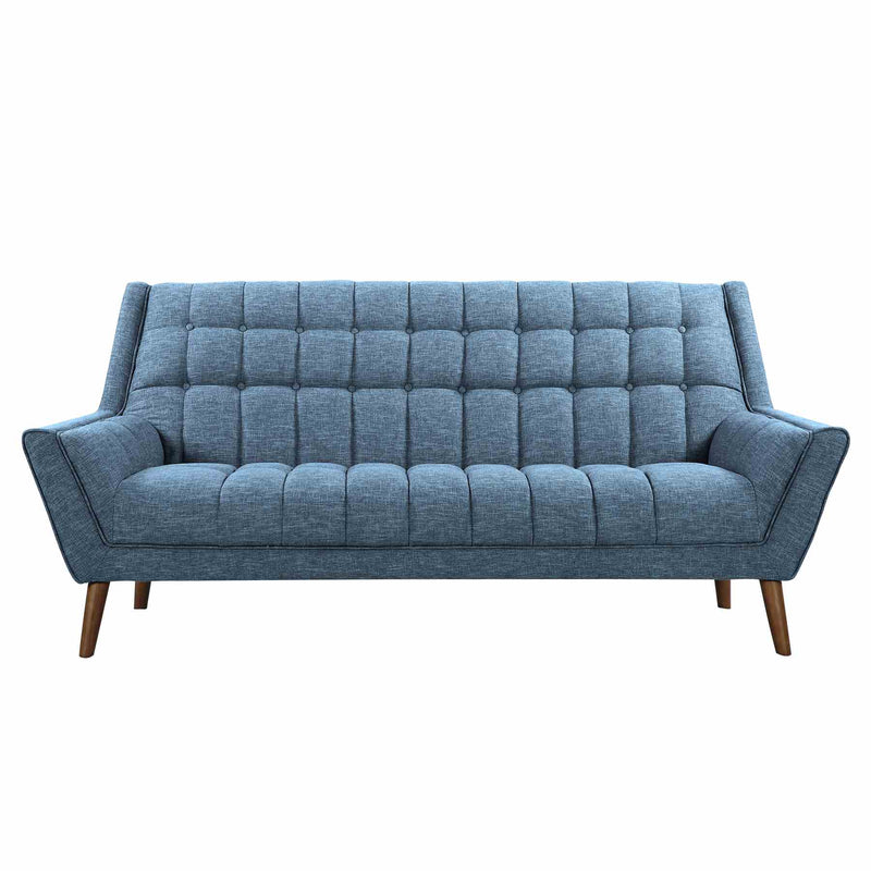 Cobra Mid-Century Modern Sofa in Blue Linen and Walnut Legs - Furniture City (CA)l