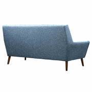 Cobra Mid-Century Modern Sofa in Blue Linen and Walnut Legs - Furniture City (CA)l