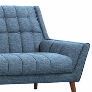 Cobra Mid-Century Modern Sofa in Blue Linen and Walnut Legs - Furniture City (CA)l