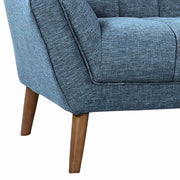 Cobra Mid-Century Modern Sofa in Blue Linen and Walnut Legs - Furniture City (CA)l