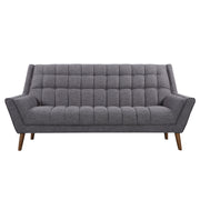 Cobra Mid-Century Modern Sofa in Dark Gray Linen and Walnut Legs - Furniture City (CA)l