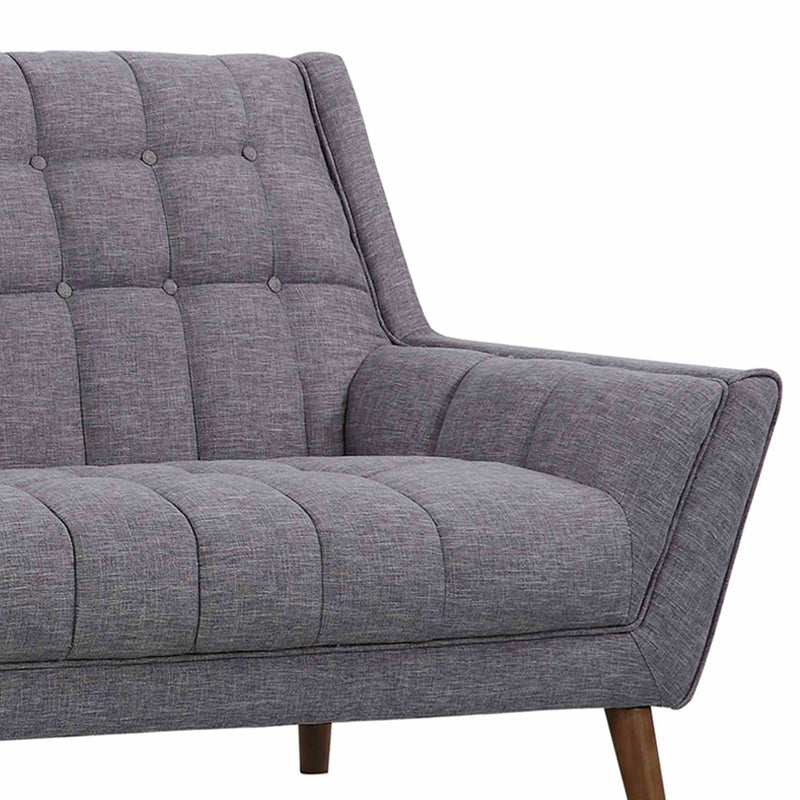 Cobra Mid-Century Modern Sofa in Dark Gray Linen and Walnut Legs - Furniture City (CA)l