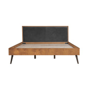 Coco Rustic Oak Wood Upholstered Faux Leather King Platform Bed - Furniture City (CA)l