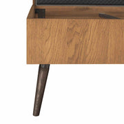 Coco Rustic Oak Wood Upholstered Faux Leather King Platform Bed - Furniture City (CA)l