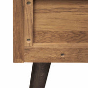 Coco Rustic Oak Wood Upholstered Faux Leather Queen Platform Bed - Furniture City (CA)l