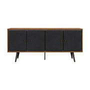 Coco Rustic Oak Wood and Faux Leather Sideboard Cabinets - Furniture City (CA)l
