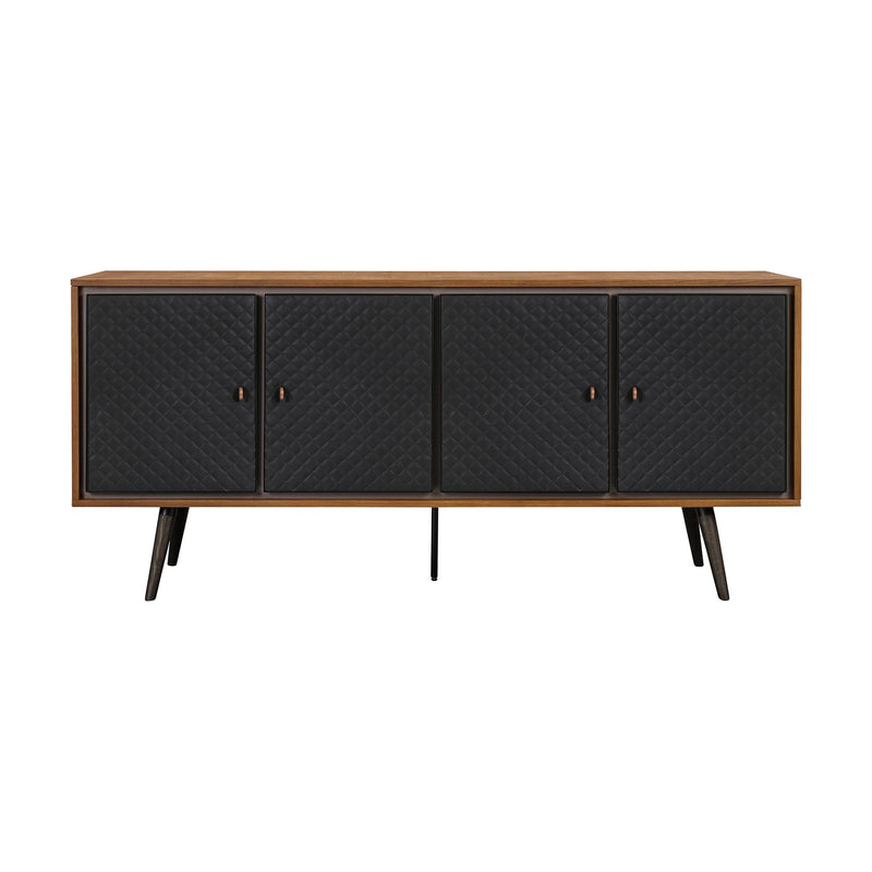 Coco Rustic Oak Wood and Faux Leather Sideboard Cabinets - Furniture City (CA)l
