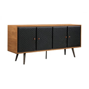Coco Rustic Oak Wood and Faux Leather Sideboard Cabinets - Furniture City (CA)l