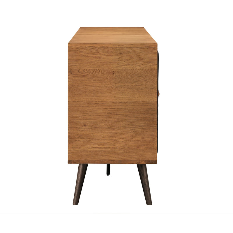 Coco Rustic Oak Wood and Faux Leather Sideboard Cabinets - Furniture City (CA)l