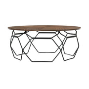 Cosmo Walnut Veneer Coffee Table with Black Metal Base - Furniture City (CA)l