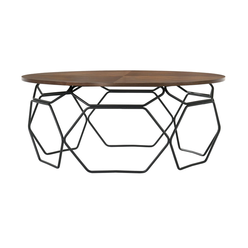 Cosmo Walnut Veneer Coffee Table with Black Metal Base - Furniture City (CA)l