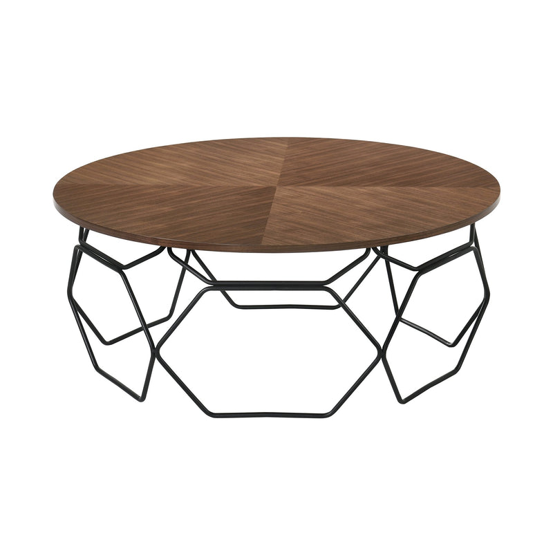 Cosmo Walnut Veneer Coffee Table with Black Metal Base - Furniture City (CA)l