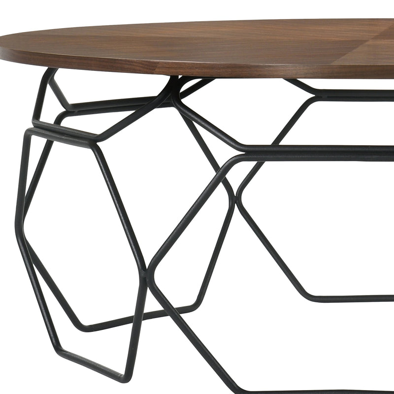 Cosmo Walnut Veneer Coffee Table with Black Metal Base - Furniture City (CA)l