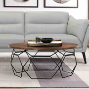 Cosmo Walnut Veneer Coffee Table with Black Metal Base - Furniture City (CA)l