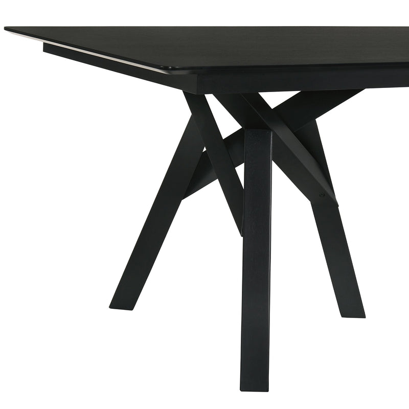 Cortina 79" Mid-Century Modern Black Wood Dining Table with Black Legs - Furniture City (CA)l