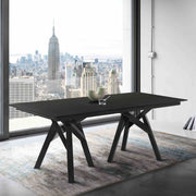 Cortina 79" Mid-Century Modern Black Wood Dining Table with Black Legs - Furniture City (CA)l