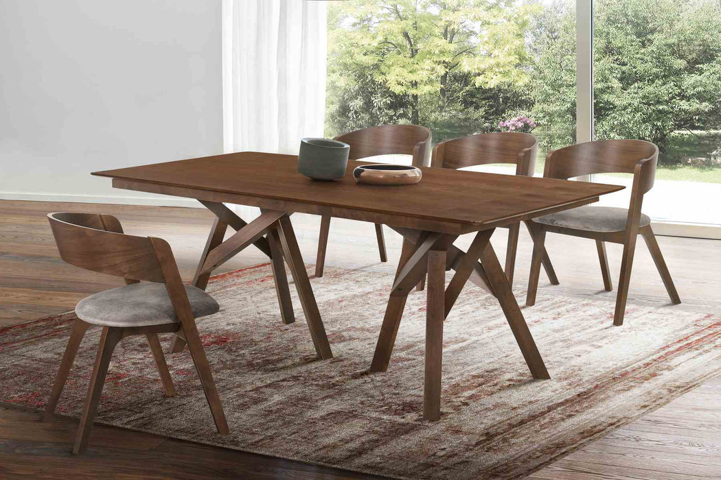 Cortina 79" Mid-Century Modern Walnut Wood Dining Table with Walnut Legs
