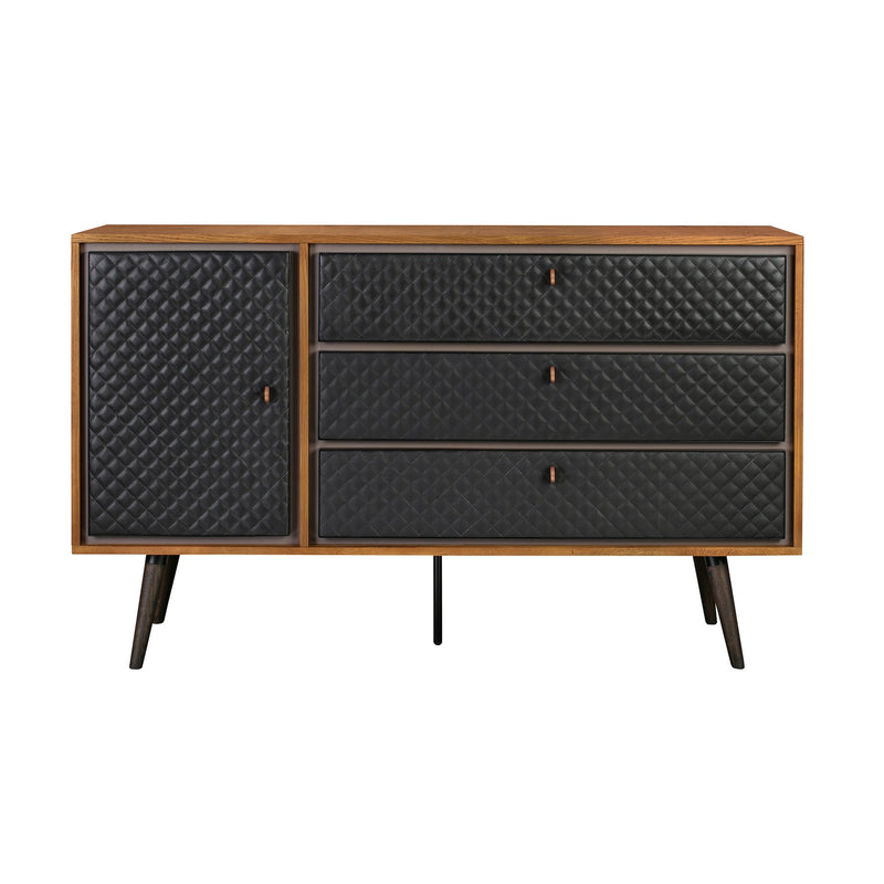 Coco Rustic Oak Wood and Faux Leather Dresser - Furniture City (CA)l